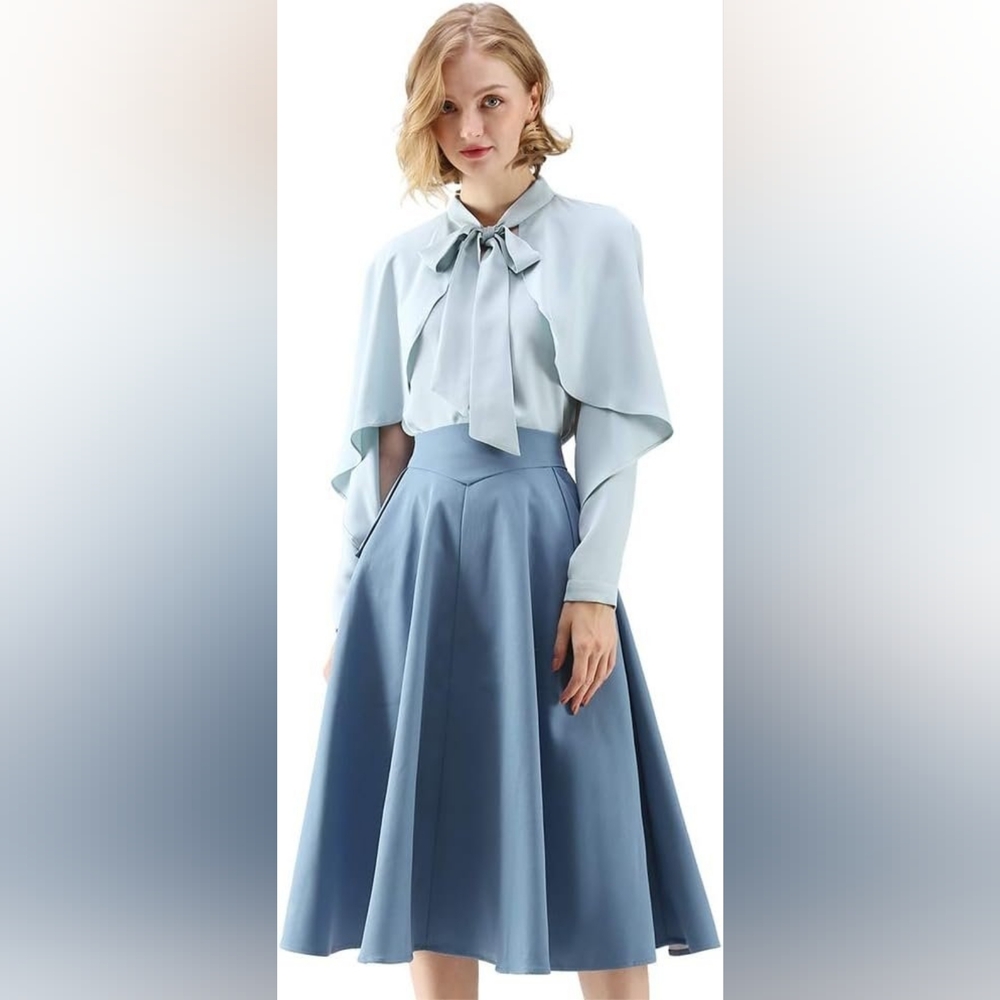 Chicwish Slate Blue Full Skirt